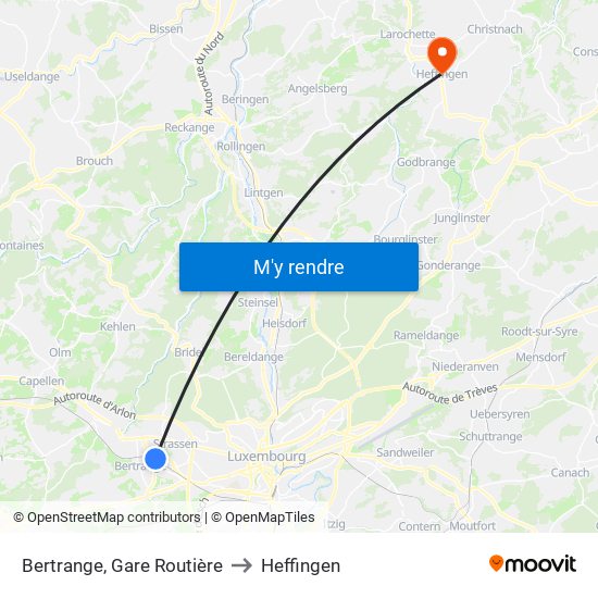 Bertrange, Gare Routière to Heffingen map