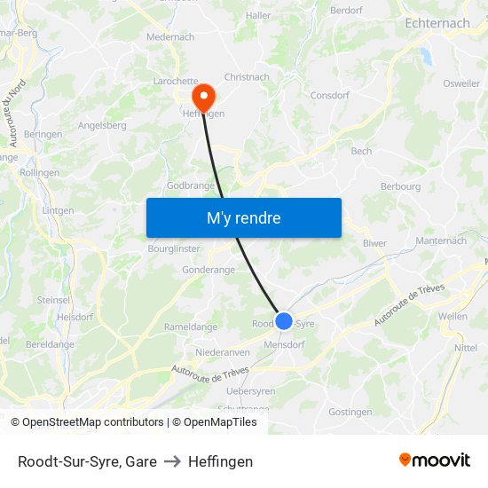 Roodt-Sur-Syre, Gare to Heffingen map