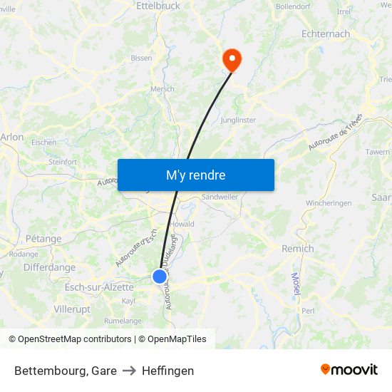 Bettembourg, Gare to Heffingen map