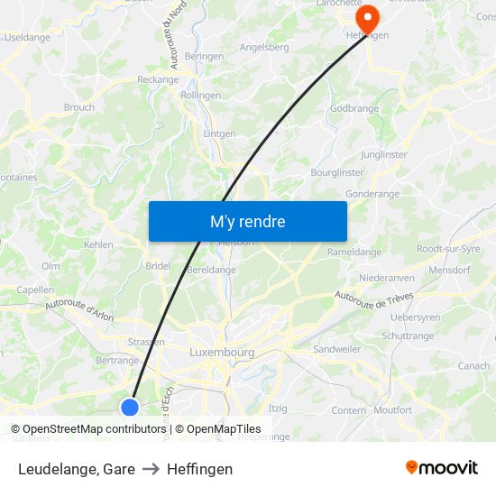 Leudelange, Gare to Heffingen map