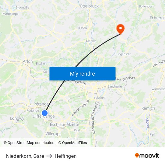 Niederkorn, Gare to Heffingen map