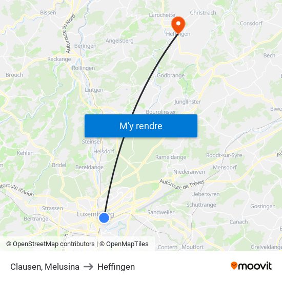 Clausen, Melusina to Heffingen map