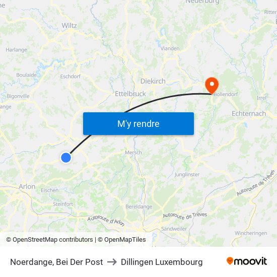 Noerdange, Bei Der Post to Dillingen Luxembourg map