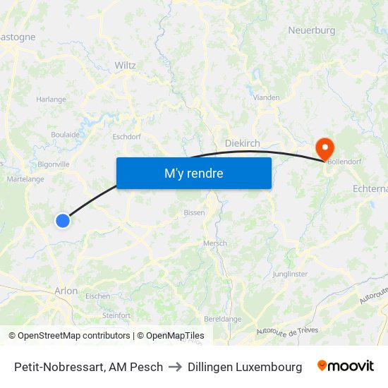 Petit-Nobressart, AM Pesch to Dillingen Luxembourg map