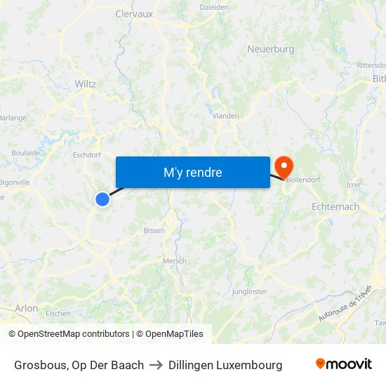 Grosbous, Op Der Baach to Dillingen Luxembourg map