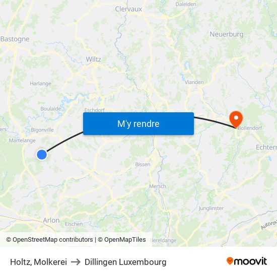 Holtz, Molkerei to Dillingen Luxembourg map