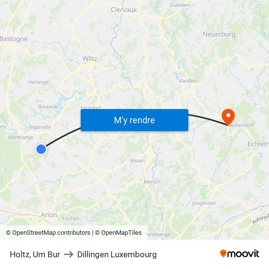 Holtz, Um Bur to Dillingen Luxembourg map