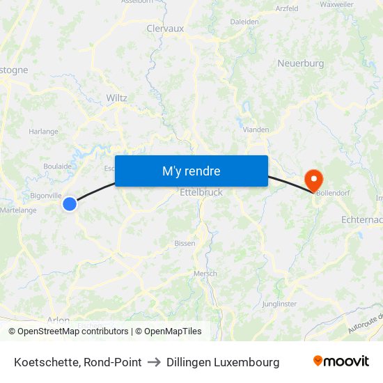 Koetschette, Rond-Point to Dillingen Luxembourg map