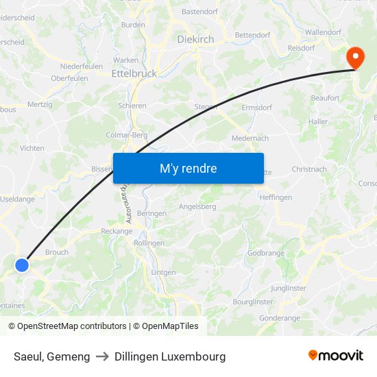 Saeul, Gemeng to Dillingen Luxembourg map