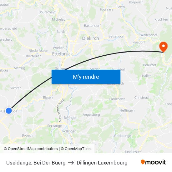 Useldange, Bei Der Buerg to Dillingen Luxembourg map