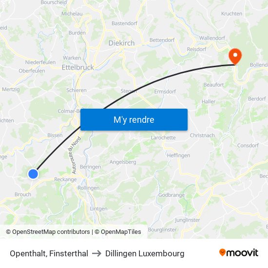 Openthalt, Finsterthal to Dillingen Luxembourg map