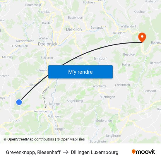 Grevenknapp, Riesenhaff to Dillingen Luxembourg map