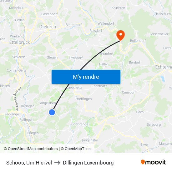 Schoos, Um Hiervel to Dillingen Luxembourg map