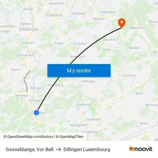 Gosseldange, Vor Bell to Dillingen Luxembourg map