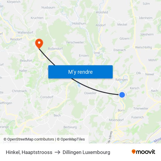 Hinkel, Haaptstrooss to Dillingen Luxembourg map