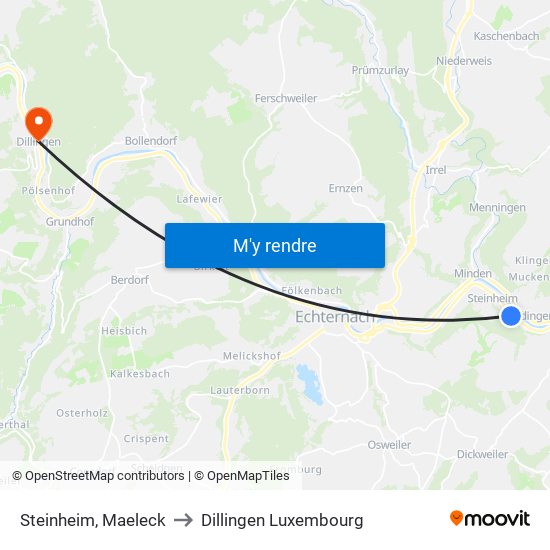 Steinheim, Maeleck to Dillingen Luxembourg map