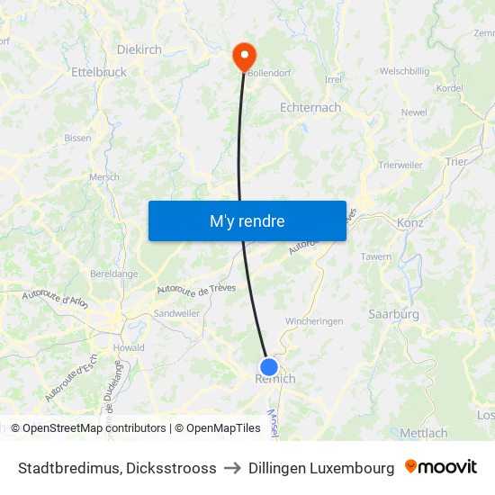 Stadtbredimus, Dicksstrooss to Dillingen Luxembourg map