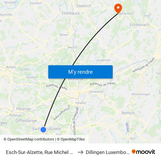 Esch-Sur-Alzette, Rue Michel Lentz to Dillingen Luxembourg map