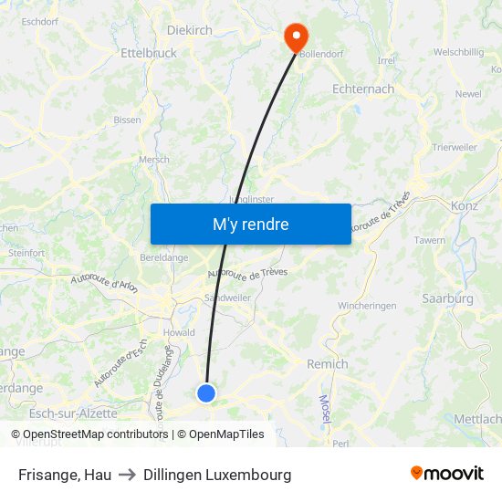 Frisange, Hau to Dillingen Luxembourg map