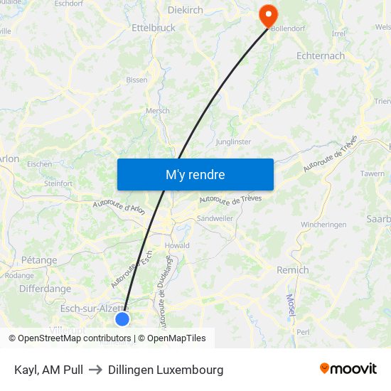 Kayl, AM Pull to Dillingen Luxembourg map