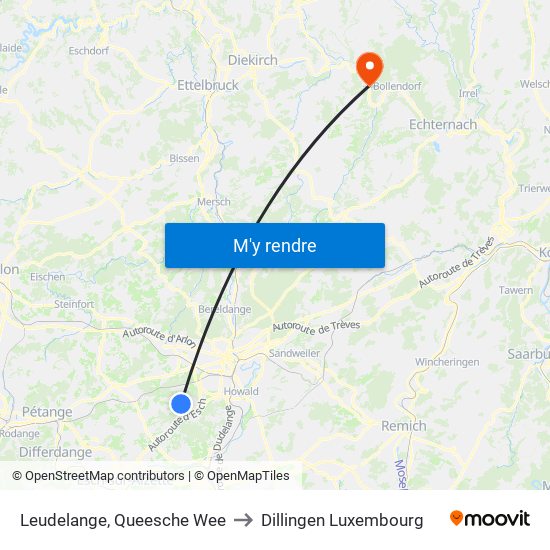 Leudelange, Queesche Wee to Dillingen Luxembourg map