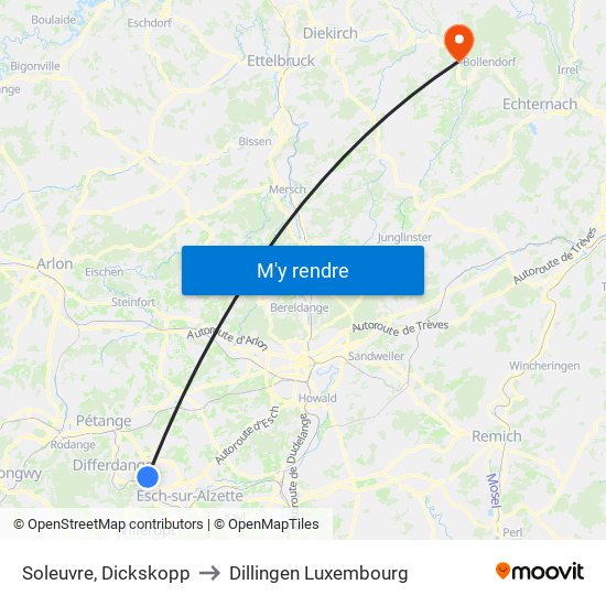 Soleuvre, Dickskopp to Dillingen Luxembourg map