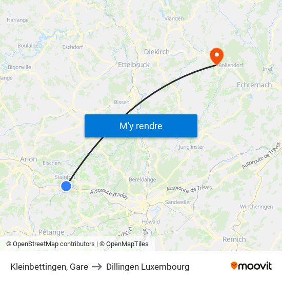 Kleinbettingen, Gare to Dillingen Luxembourg map