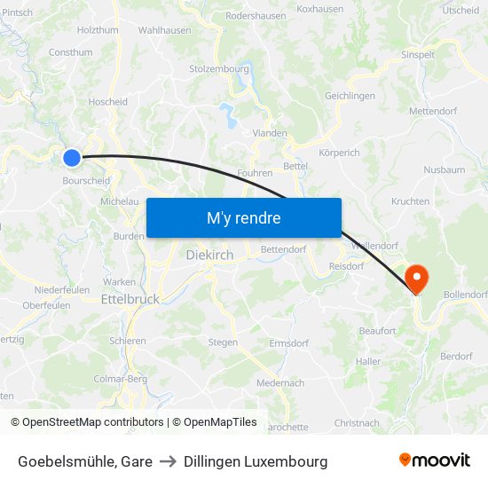 Goebelsmühle, Op Der Gare to Dillingen Luxembourg map