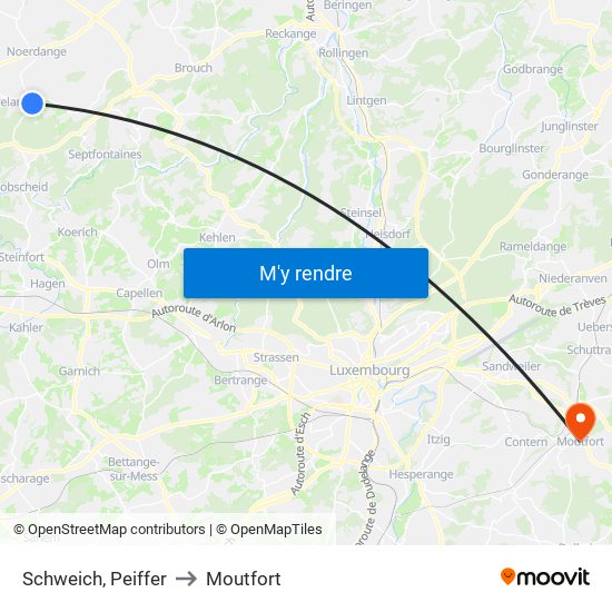 Schweich, Peiffer to Moutfort map