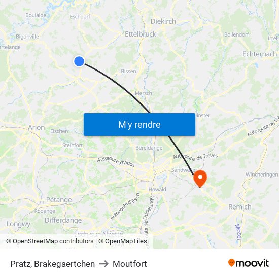 Pratz, Brakegaertchen to Moutfort map