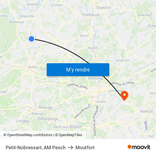 Petit-Nobressart, AM Pesch to Moutfort map