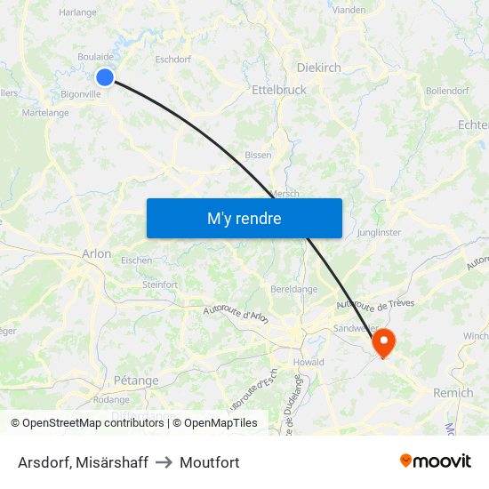 Arsdorf, Misärshaff to Moutfort map