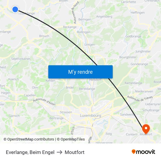 Everlange, Beim Engel to Moutfort map