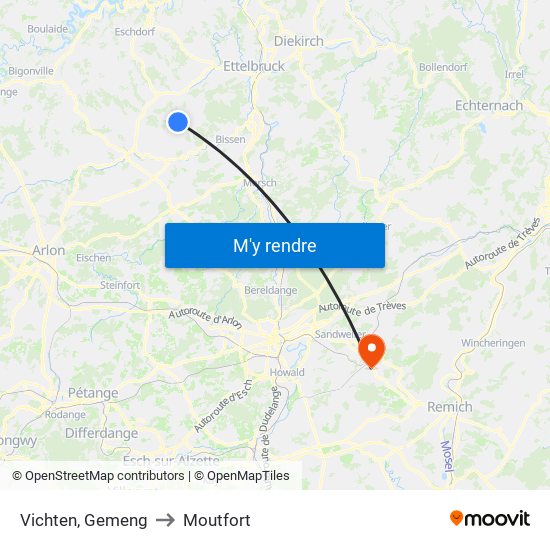 Vichten, Gemeng to Moutfort map