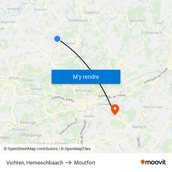 Vichten, Hemeschbaach to Moutfort map