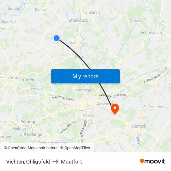 Vichten, Ohligsfeld to Moutfort map