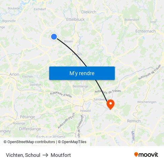 Vichten, Schoul to Moutfort map