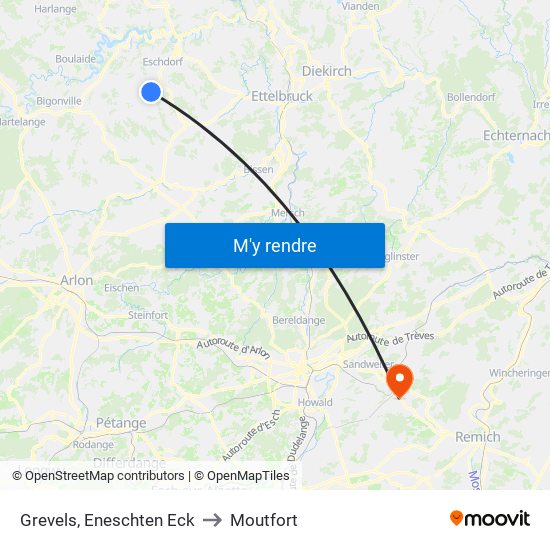 Grevels, Eneschten Eck to Moutfort map