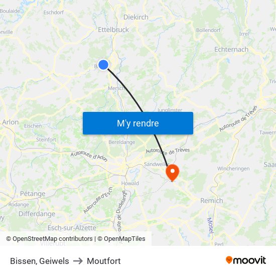 Bissen, Geiwels to Moutfort map