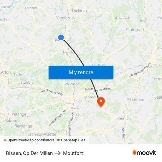 Bissen, Op Der Millen to Moutfort map