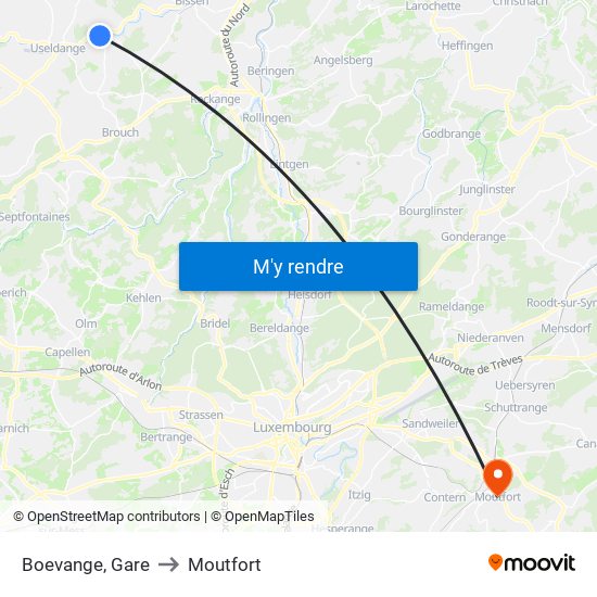 Boevange, Gare to Moutfort map