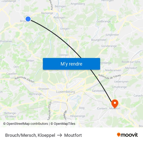 Brouch/Mersch, Kloeppel to Moutfort map