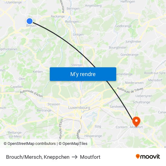 Brouch/Mersch, Kneppchen to Moutfort map