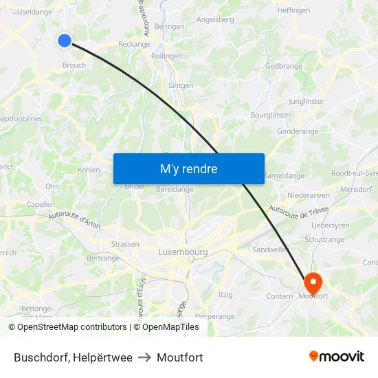 Buschdorf, Helpërtwee to Moutfort map