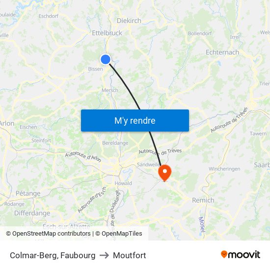 Colmar-Berg, Faubourg to Moutfort map