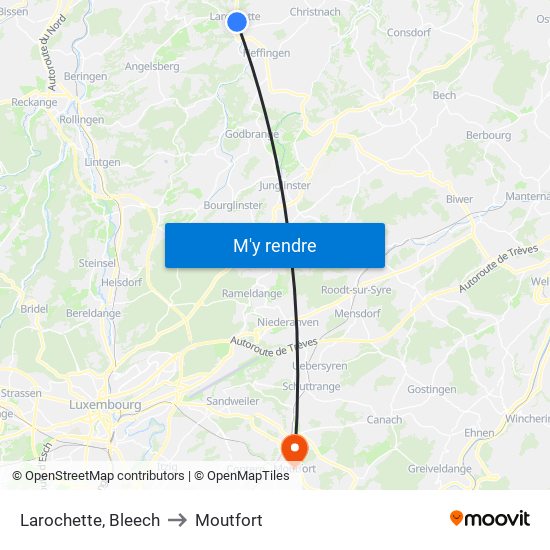 Larochette, Bleech to Moutfort map