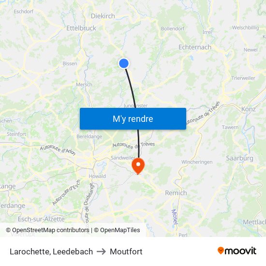 Larochette, Leedebach to Moutfort map