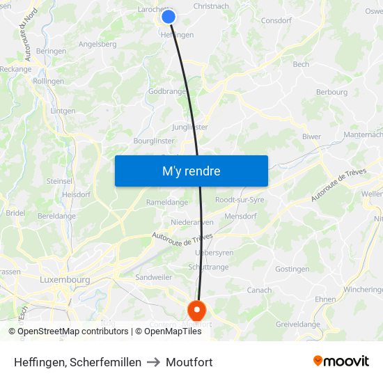 Heffingen, Scherfemillen to Moutfort map