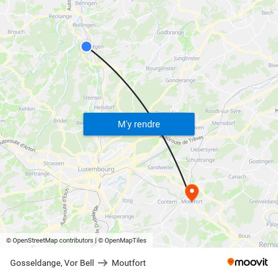 Gosseldange, Vor Bell to Moutfort map