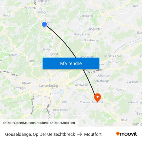 Gosseldange, Op Der Uelzechtbréck to Moutfort map